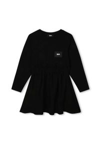 DKNY - Dkny sukienka dziecięca kolor czarny mini rozkloszowana. Kolor: czarny. Długość rękawa: długi rękaw. Typ sukienki: rozkloszowane. Styl: klasyczny. Długość: mini #1