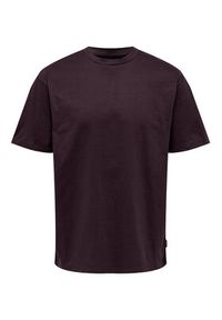 Only & Sons T-Shirt 22022532 Brązowy Relaxed Fit. Kolor: brązowy. Materiał: bawełna