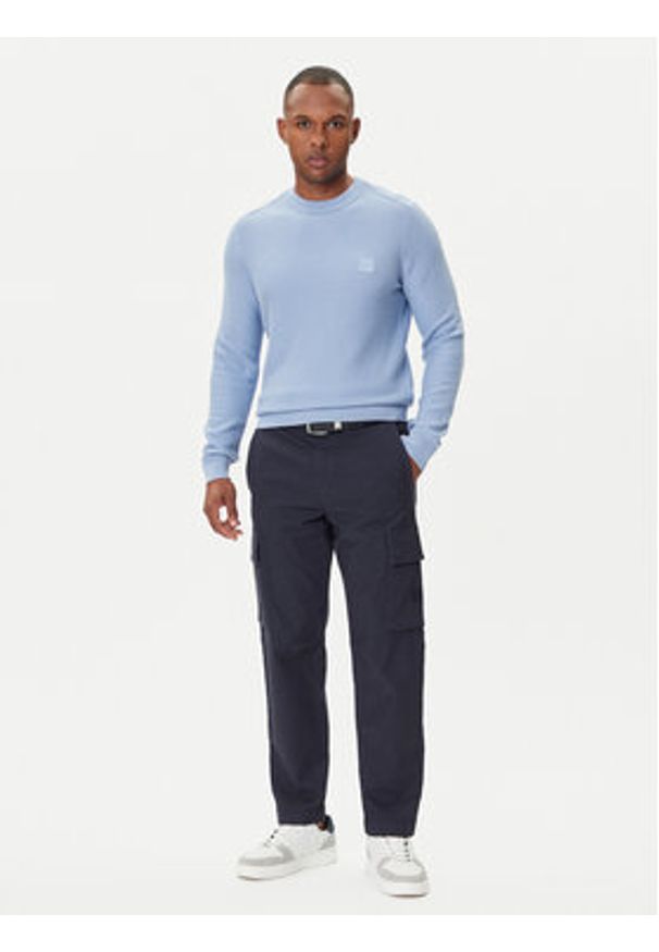 BOSS Sweter Anion_S 50527584 Granatowy Regular Fit. Kolor: niebieski. Materiał: bawełna