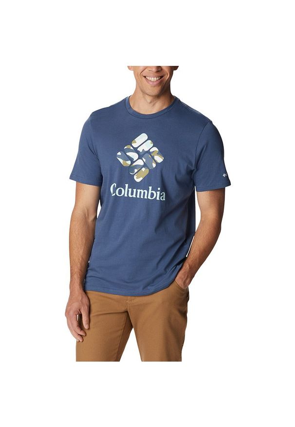 columbia - Koszulka Columbia Rapid Ridge Graphic 1888813479 - niebieska. Kolor: niebieski. Materiał: bawełna, dzianina. Długość rękawa: krótki rękaw. Długość: krótkie