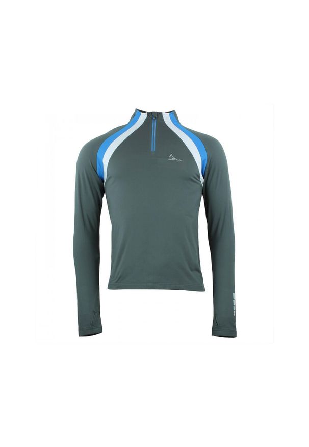 PEAK MOUNTAIN - Koszulka 1st Skin z zamkiem błyskawicznym Peak Mountain. Kolor: szary. Wzór: paski. Sport: turystyka piesza