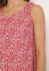 Born2be - Czerwona Rozkloszowana Sukienka z Bawełny w Abstrakcyjny Wzór Annivione. Kolor: czerwony. Materiał: bawełna. Długość rękawa: na ramiączkach. Styl: klasyczny, elegancki #4