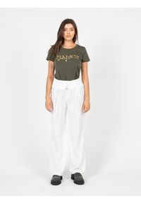 Liu Jo T-Shirt | TA3197 J5003 | Kobieta | Khaki. Okazja: na co dzień. Kolor: brązowy. Materiał: elastan, bawełna. Długość: długie. Wzór: nadruk. Styl: casual, klasyczny, elegancki #1