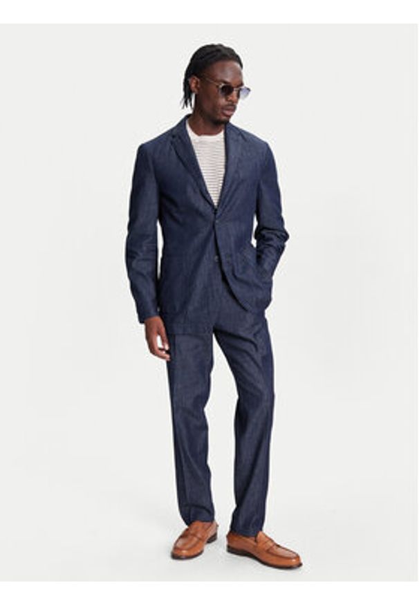 United Colors of Benetton - United Colors Of Benetton Marynarka 20QFUW01X Granatowy Regular Fit. Kolor: niebieski. Materiał: bawełna