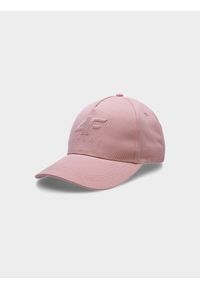 4f - Czapka z daszkiem strapback damska. Kolor: różowy. Materiał: bawełna. Wzór: haft #1