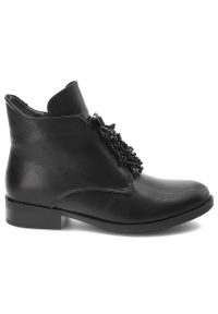 Czarne Botki S.Barski Eleganckie Obuwie Na Płaskim Obcasie. Okazja: na co dzień. Kolor: czarny. Materiał: skóra ekologiczna. Obcas: na obcasie. Styl: elegancki. Wysokość obcasa: niski #3