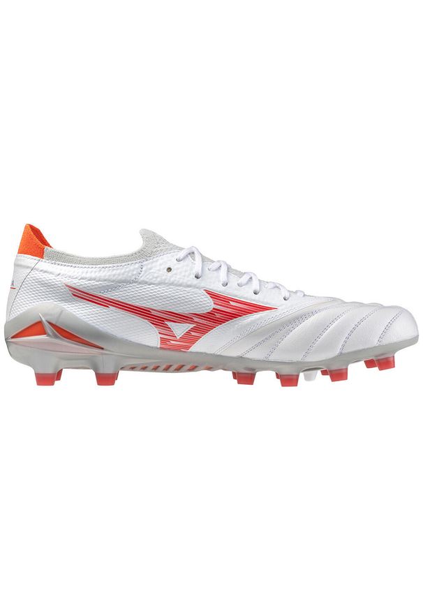Buty piłkarskie Mizuno Morelia Neo Beta Elite FG. Kolor: czerwony, biały, wielokolorowy. Materiał: syntetyk, materiał. Sport: piłka nożna