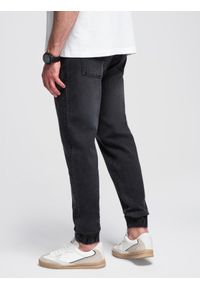 Ombre Clothing - Męskie spodnie jeansowe JOGGERY z klasyczna opaśnicą - czarne V3 - Rozmiar: M. Okazja: na co dzień. Kolor: czarny. Materiał: jeans. Styl: klasyczny #10
