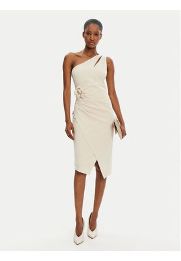 Rinascimento Sukienka koktajlowa CFC0122878003 Beżowy Regular Fit. Kolor: beżowy. Materiał: syntetyk. Styl: wizytowy