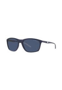 Emporio Armani okulary przeciwsłoneczne męskie kolor granatowy. Kształt: prostokątne. Kolor: niebieski