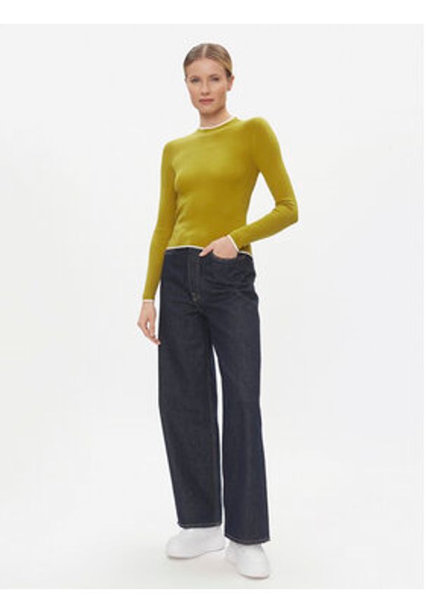 Vero Moda Sweter Flouncy 10299604 Żółty Slim Fit. Kolor: żółty. Materiał: syntetyk