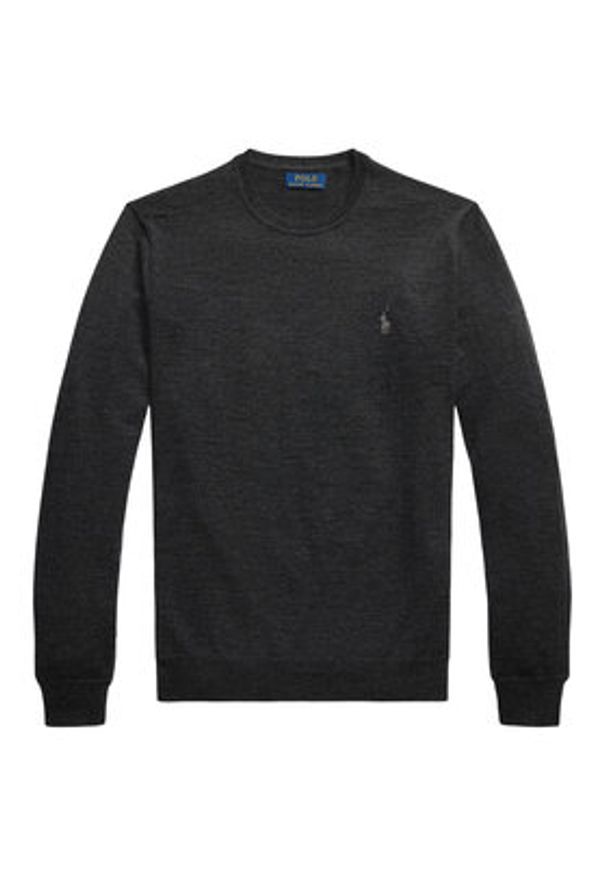 Polo Ralph Lauren Sweter 710946143003 Szary Slim Fit. Typ kołnierza: polo. Kolor: szary. Materiał: wełna
