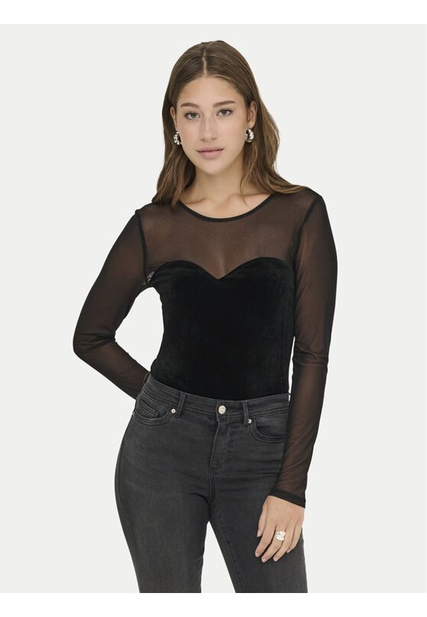 only - ONLY Bluzka Smooth 15360668 Czarny Slim Fit. Kolor: czarny. Materiał: syntetyk