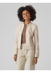 Vero Moda Kurtka z imitacji skóry Favodona 10288555 Beżowy Regular Fit. Kolor: beżowy. Materiał: skóra