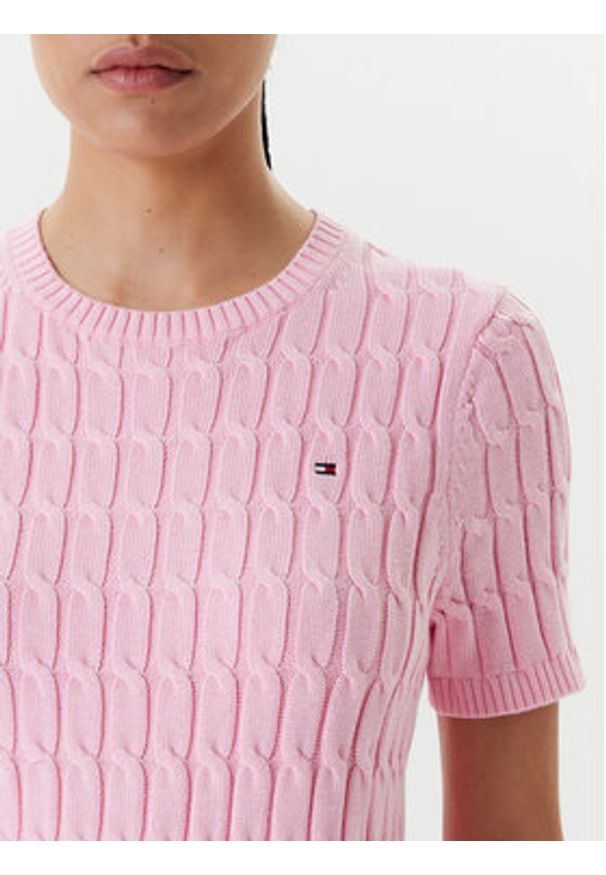 TOMMY HILFIGER - Tommy Hilfiger Sweter WW0WW45656 Różowy Regular Fit. Kolor: różowy. Materiał: bawełna