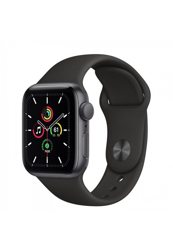 APPLE - Smartwatch Apple Watch SE GPS 44mm aluminium, gwiezdna szarość | czarny pasek sportowy. Rodzaj zegarka: smartwatch. Kolor: czarny. Styl: sportowy