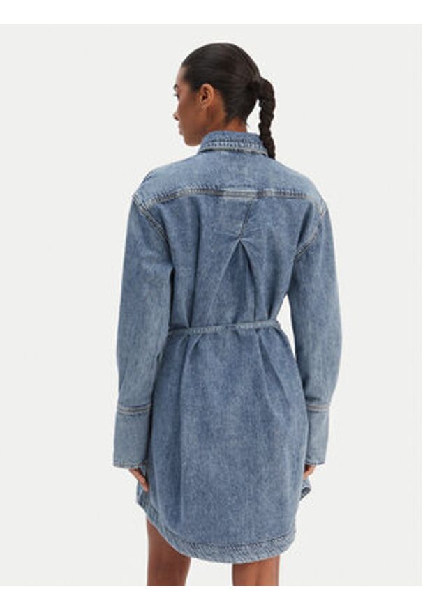 BOSS Sukienka jeansowa 50557046 Niebieski Regular Fit. Kolor: niebieski. Materiał: bawełna