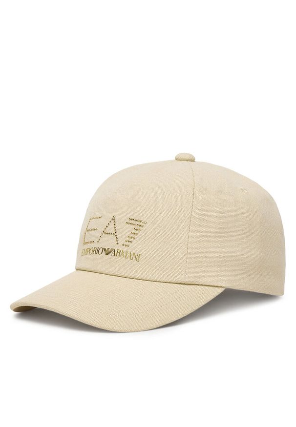 Czapka z daszkiem EA7 Emporio Armani. Kolor: beżowy