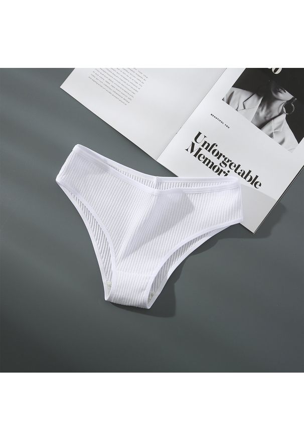 Intica - Figi z prążkowanego materiału średni stan Betti. Kolor: biały. Materiał: materiał, prążkowany