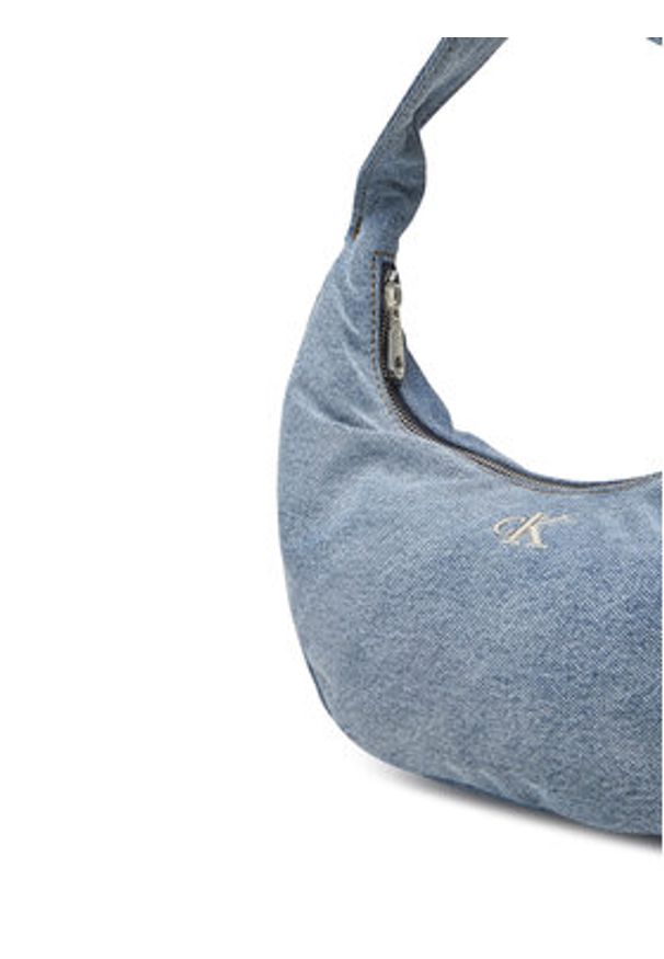Calvin Klein Torebka Denim Soft Crescent Sm LV04F3207G Niebieski. Kolor: niebieski