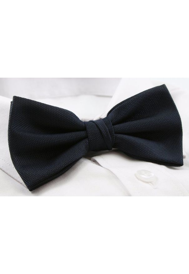 Mucha Męska z Białą Poszetką - Chattier - Granat. Kolor: niebieski. Materiał: mikrofibra. Styl: sportowy, elegancki