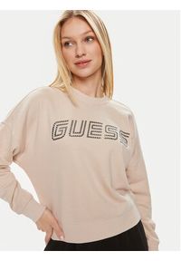 Guess Bluza Skylar V4GQ07 K8802 Beżowy Relaxed Fit. Kolor: beżowy. Materiał: syntetyk, bawełna