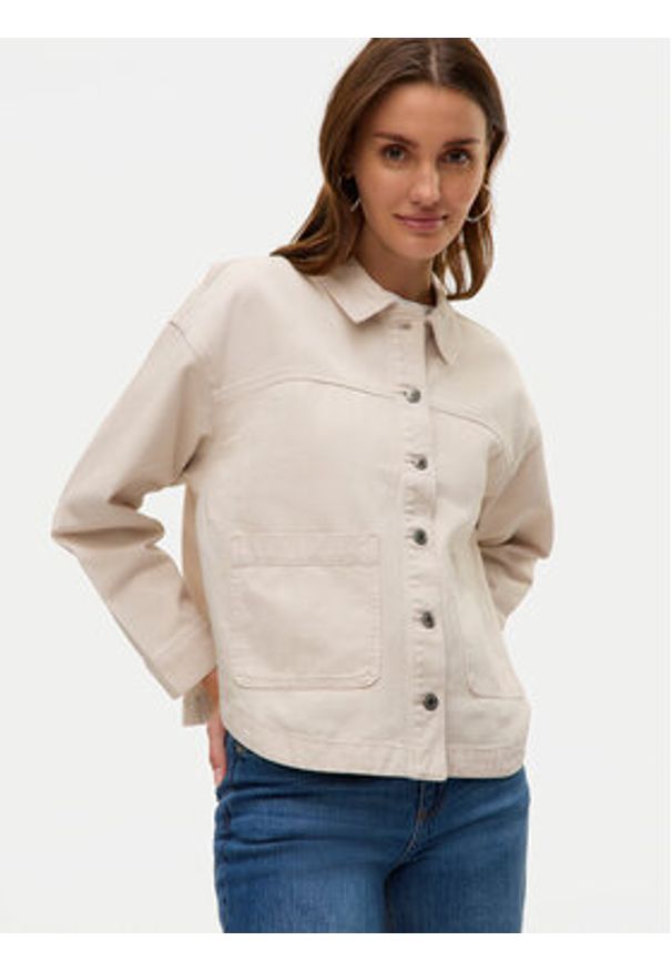 Vero Moda Koszula jeansowa Jamie 10331693 Beżowy Relaxed Fit. Kolor: beżowy. Materiał: bawełna