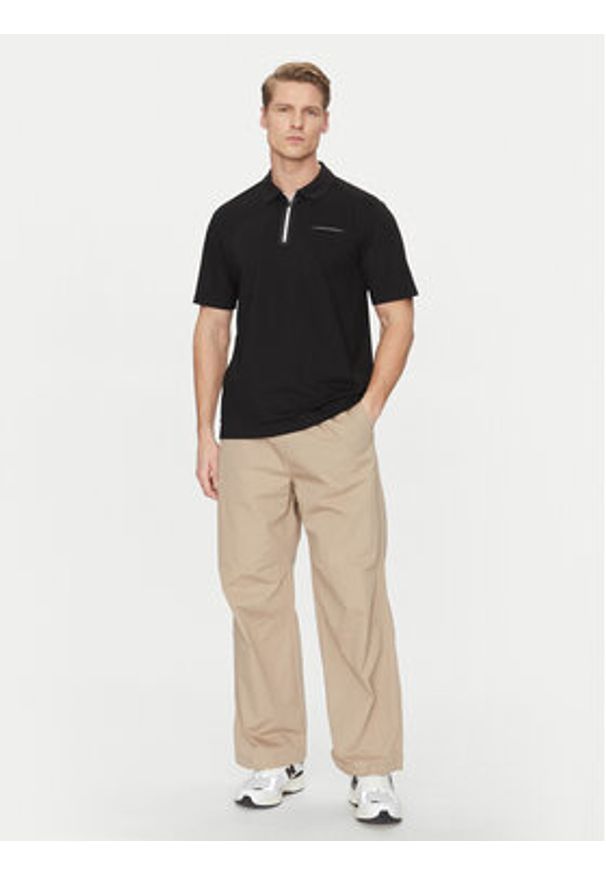 Jack & Jones - Jack&Jones Polo Fusion 12273127 Czarny Regular Fit. Typ kołnierza: polo. Kolor: czarny. Materiał: bawełna