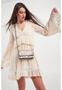 Pinko - Sukienka Anguillara PINKO. Materiał: tkanina, koronka. Wzór: aplikacja, haft, ażurowy. Długość: mini