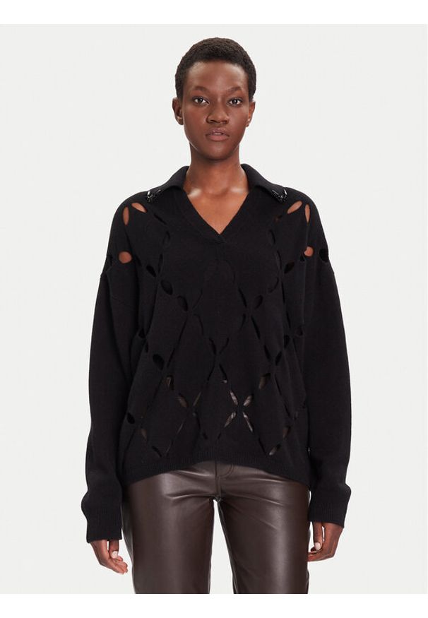 Liu Jo Sweter MF5038 MS009 Czarny Regular Fit. Kolor: czarny. Materiał: wełna