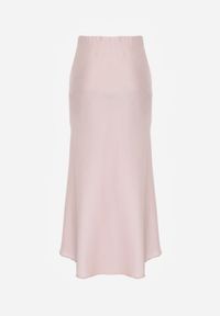 Born2be - Różowa Satynowa Spódnica z Lekko Rozkloszowanym Dołem Zinnemira. Kolor: różowy. Materiał: satyna. Styl: elegancki, klasyczny #6