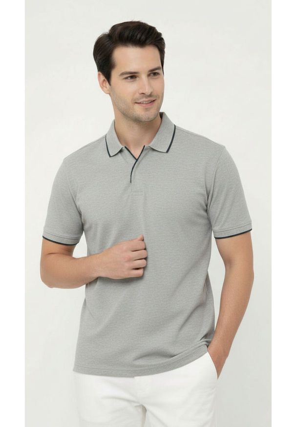 Oryginalna Koszulka Polo - Brave Soul - Popielata. Okazja: na co dzień. Typ kołnierza: polo. Kolor: szary. Materiał: wiskoza, bawełna. Styl: casual