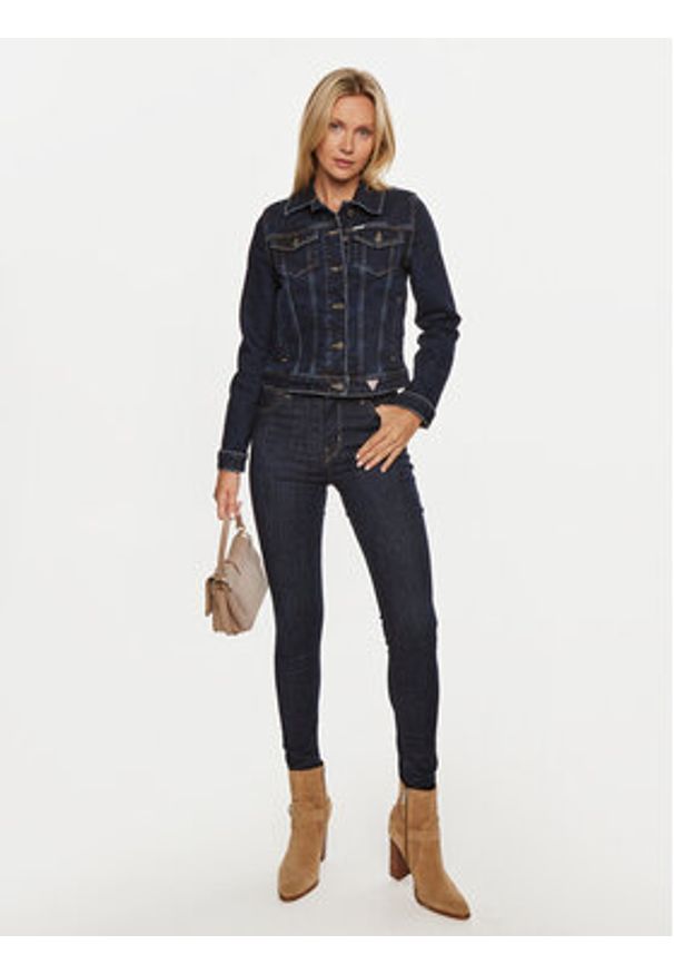 Guess Jeans Kurtka jeansowa W4YN55 D5CB1 Granatowy Regular Fit. Kolor: niebieski. Materiał: bawełna