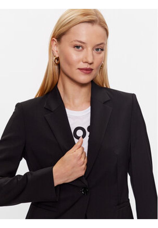 BOSS - Boss Marynarka 50490020 Czarny Slim Fit. Kolor: czarny. Materiał: wełna