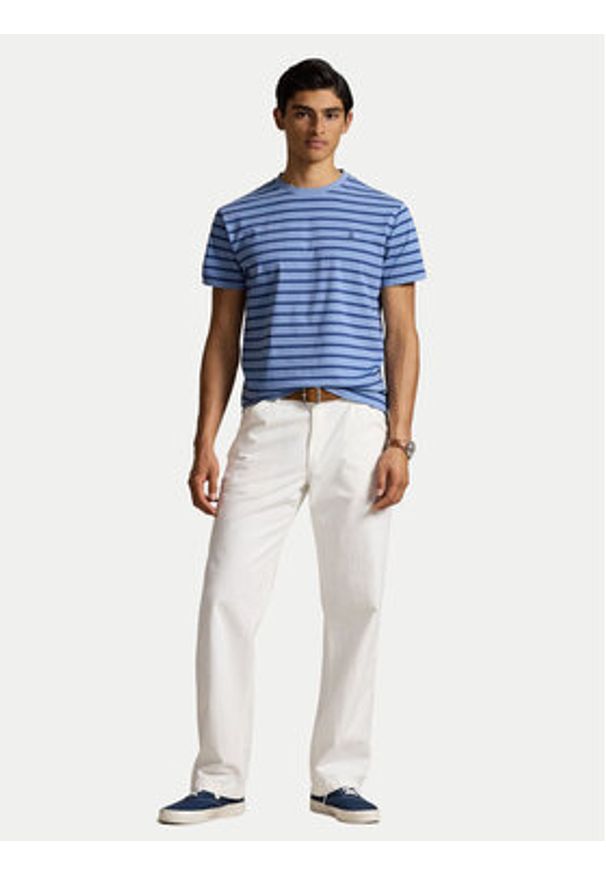 Polo Ralph Lauren T-Shirt 710938134009 Niebieski Custom Slim Fit. Typ kołnierza: polo. Kolor: niebieski. Materiał: bawełna
