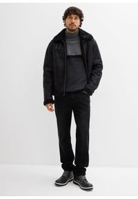 bonprix - Sweter z golfem, z blokami kolorów. Typ kołnierza: golf. Kolor: szary. Wzór: haft, kolorowy #2