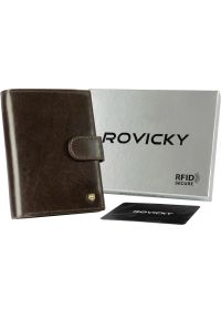 ROVICKY - Portfel męski skórzany RFID c.brąz Rovicky N62L-RVT-3227. Kolor: brązowy. Materiał: skóra #1