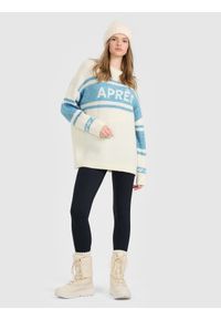 4f - 4F Sweter loose damski - beżowy L. Okazja: na co dzień. Kolor: beżowy. Materiał: wełna. Styl: casual #2