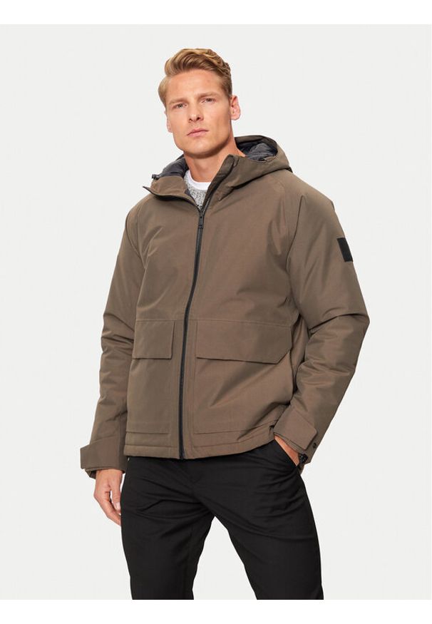 Jack Wolfskin Kurtka przeciwdeszczowa Tempeltor A60205 Brązowy Regular Fit. Kolor: brązowy. Materiał: syntetyk