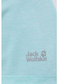 Jack Wolfskin top sportowy Pack & Go damski kolor turkusowy. Kolor: turkusowy. Materiał: włókno, materiał. Styl: sportowy #2