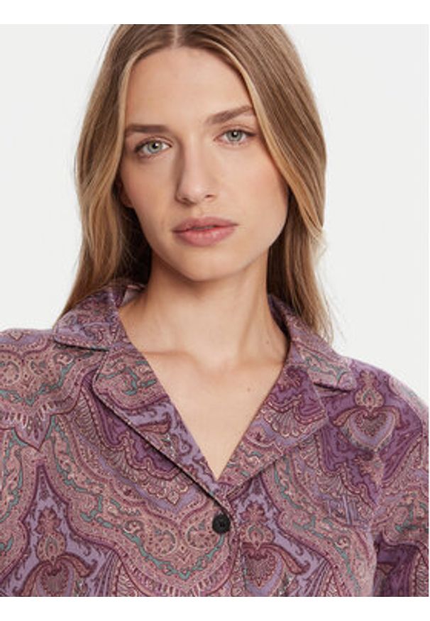 Lauren Ralph Lauren - LAUREN RALPH LAUREN Piżama ILN92449 Fioletowy Regular Fit. Kolor: fioletowy. Materiał: bawełna