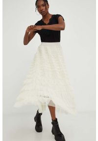 Answear Lab spódnica kolor beżowy maxi rozkloszowana. Kolor: beżowy. Styl: wakacyjny #4