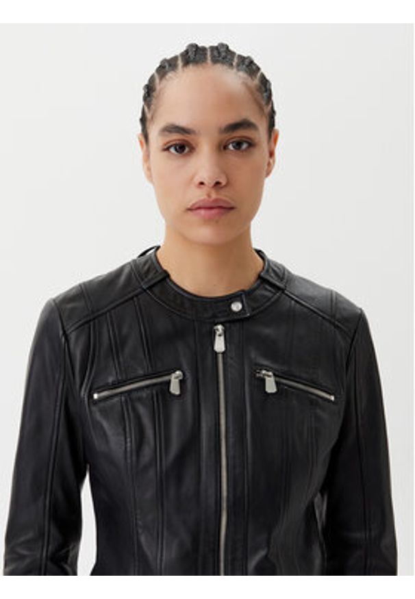 Pinko - PINKO Kurtka skórzana Borderline Biker 104914 A2HT Czarny Regular Fit. Kolor: czarny. Materiał: skóra