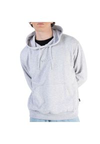 Bluza Vans Essential Relaxed Pullover VN000H8Z1QI1 - szara. Typ kołnierza: kaptur. Kolor: szary. Materiał: bawełna. Wzór: napisy, aplikacja. Styl: klasyczny