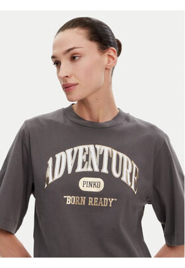 Pinko - PINKO T-Shirt Niamey 104604 A2CS Szary Regular Fit. Kolor: szary. Materiał: bawełna