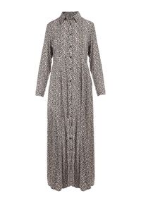 Born2be - Czarno-Biała Sukienka Hekadia. Okazja: na co dzień. Kolor: czarny. Materiał: wiskoza, tkanina. Długość rękawa: długi rękaw. Wzór: kwiaty. Typ sukienki: proste, koszulowe. Styl: casual. Długość: maxi #6