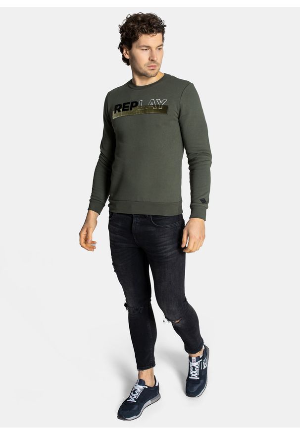 Bluza męska Replay M3508.000.23218P.432 Zielony. Okazja: na co dzień. Kolor: zielony. Styl: casual