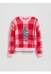 Reserved - Świąteczny sweter z wiskozą - wielobarwny. Materiał: wiskoza. Styl: wizytowy