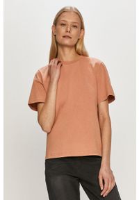 Dr. Denim T-shirt. Kolor: różowy. Materiał: denim. Wzór: gładki #2