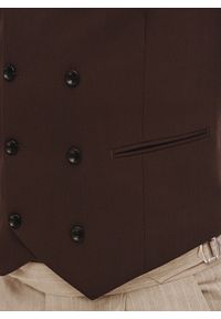 Pako Lorente - PAKO LORENTE - Brązowa dwurzędowa kamizelka męska. Kolor: brązowy. Materiał: wełna, poliester, wiskoza, elastan. Styl: elegancki, młodzieżowy #4